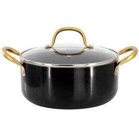 Gibson Home Ellsworth 5 Quart Nonstick Aluminum Dutch Oven with Lid in Black and Gold