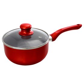 Better Chef 2 Quart Ceramic Coated Saucepan in Red with Glass Lid