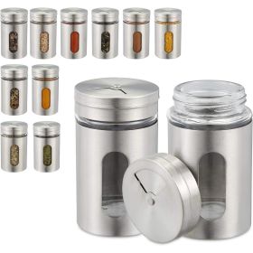 12 piece salt and pepper shaker, stainless steel spice shaker, 3.4 ounce salt dispenser, stainless steel spice jar with rotating lid, used for sugar f