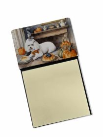 NEW Bichon Frise Fall Kitchen Pumpkins Sticky Note Holder Refillable Dispenser Self-Sticky Note Pads, Memo Pads Blank Desk Accessories