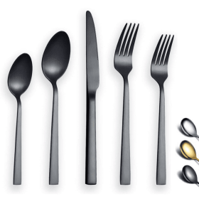 ReaNea 20-Pieces Matte Black Silverware Set Stainless Steel Cutlery Flatware Set, Set Service for 4