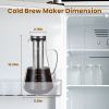 Cold Brew Coffee Maker Iced Tea Maker Pitcher Glass Coffee Pot Brewing Glass Carafe Tea Infuser Coffee Kettle with Removable Fine-Mesh Filter Dishwash