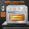 Air Fryer Toaster Oven Combo, 4 Slice Toaster Convection Oven Warm, Broil, Toast, Bake, Oil-Free, Accessories Included, Stainless Steel, Silver(16QT A