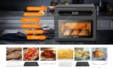 Steam Air Fryer Toast Oven Combo , 26 QT Steam Convection Oven Countertop , 50 Cooking Presets, with 6 Slice Toast, 12" Pizza, Black Stainless Steel