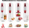 KOIOS 5-in-1 Hand Immersion Blender, 1000W 12 Speed Handheld Blender, Copper Motor Stainless Steel Blade Stick Blender,600ml Mixing Beaker,500ml Food