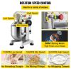 VEVOR Commercial Food Mixer, 15Qt Commercial Mixer with Timing Function, 500W Stainless Steel Bowl Heavy Duty Electric Food Mixer Commercial with 3 Sp