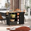 Kitchen Island Cart with Storage Cabinet and Two Locking Wheels,Solid wood desktop,Microwave cabinet,Floor Standing Buffet Server Sideboard for Kitche