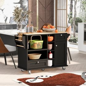 Kitchen Island Cart with Storage Cabinet and Two Locking Wheels,Solid wood desktop,Microwave cabinet,Floor Standing Buffet Server Sideboard for Kitche (Color: as Pic)