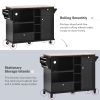 Kitchen Island Cart with Storage Cabinet and Two Locking Wheels,Solid wood desktop,Microwave cabinet,Floor Standing Buffet Server Sideboard for Kitche