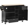 Kitchen Island Cart with Storage Cabinet and Two Locking Wheels,Solid wood desktop,Microwave cabinet,Floor Standing Buffet Server Sideboard for Kitche