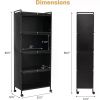 Kitchen Cabinet, Mobile Microwave Stand with Flip-up, Freestanding Bakers Rack with 4 Rolling Casters, 5-Tier Kitchen Cabinet