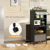 Kitchen Cabinet, Mobile Microwave Stand with Flip-up, Freestanding Bakers Rack with 4 Rolling Casters, 5-Tier Kitchen Cabinet