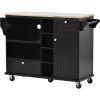 Kitchen Island Cart with Storage Cabinet and Two Locking Wheels,Solid wood desktop,Microwave cabinet,Floor Standing Buffet Server Sideboard for Kitche