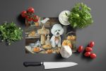 NEW Bichon Frise Fall Kitchen Pumpkins Glass Cutting Board Decorative Tempered Glass Kitchen Cutting and Serving Board Large Size Chopping Board