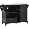 Kitchen Island Cart with Storage Cabinet and Two Locking Wheels,Solid wood desktop,Microwave cabinet,Floor Standing Buffet Server Sideboard for Kitche