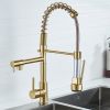 DQOK Black Brushed Spring Pull Down Kitchen Sink Faucet Hot & Cold Water Mixer Crane Tap with Dual Spout Deck Mounted